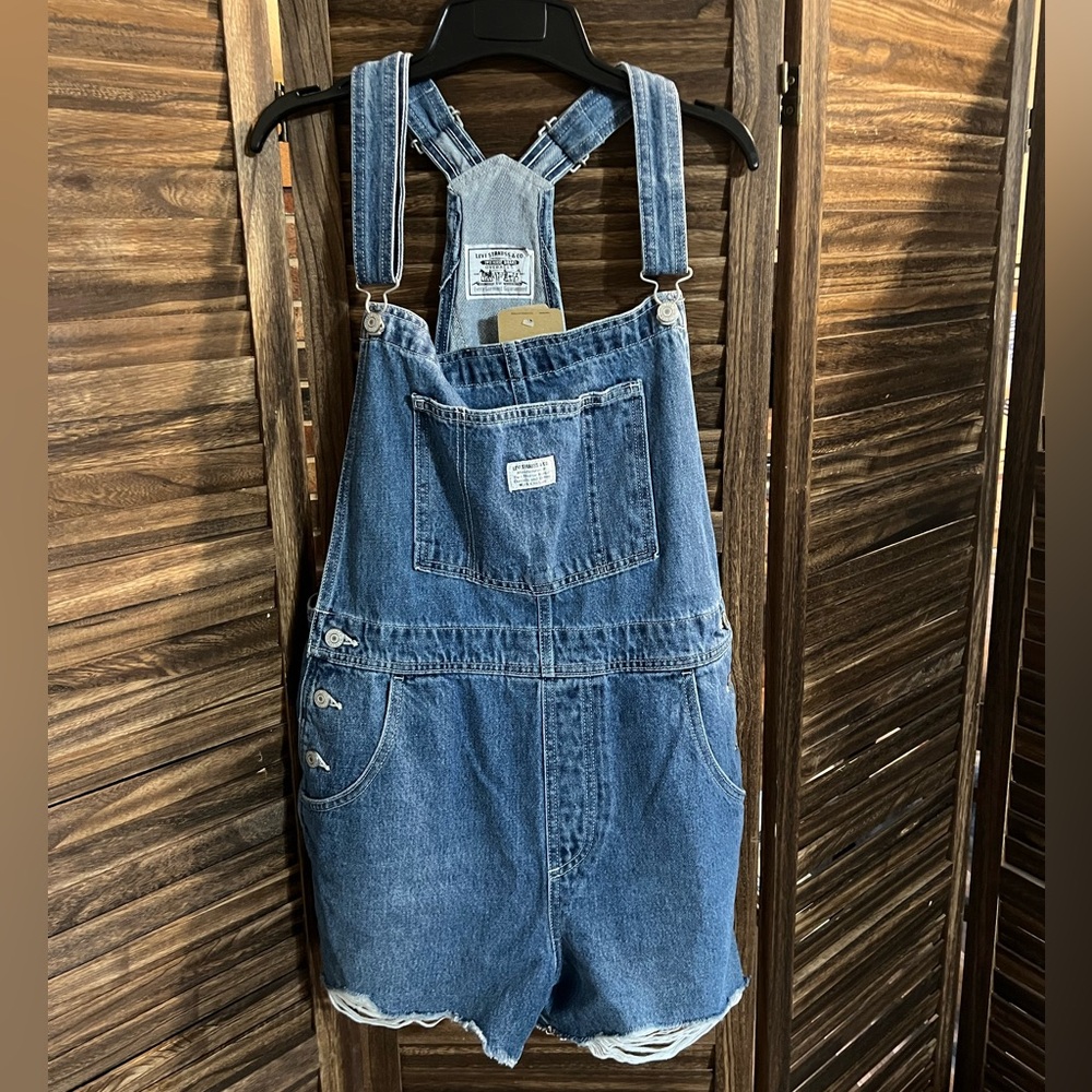 Levi's Classic Blue Denim Short Overalls